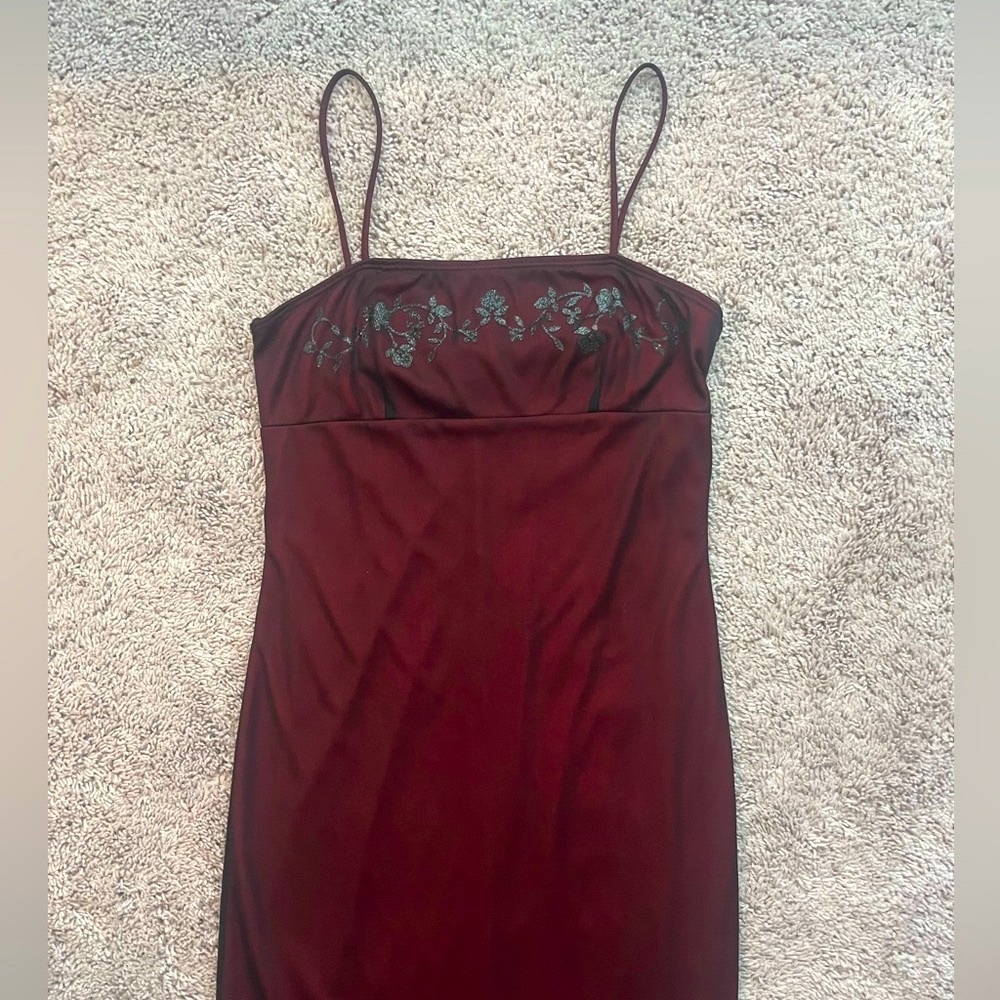Vintage Finesse side slit red mesh dress Size M